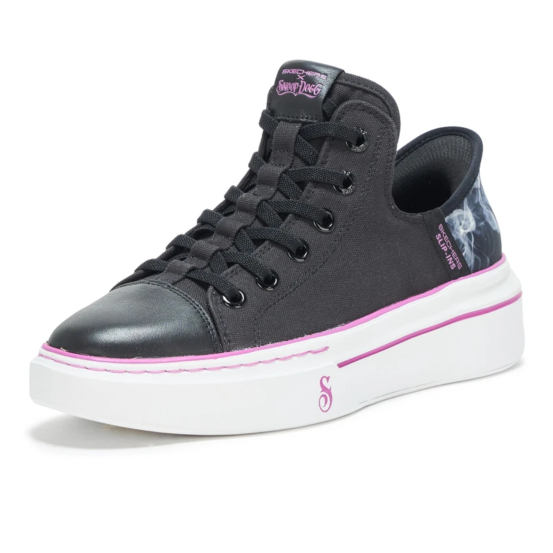 Skechers Women's Snoop One Boss Life Canvas Slip-On Sneakers, Black Canvas/Purple Trim, 4.5 UK - Image 1