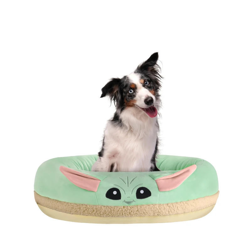 Star Wars Grogu Pet Bed - Pet Bolster Bed with Character Design and Machine Washable Removable Insert - (L)