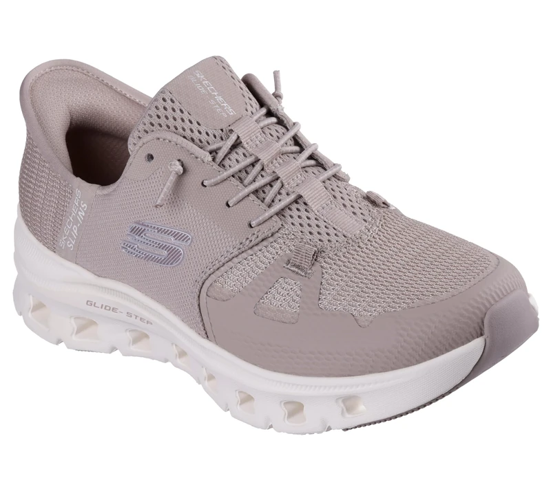 Skechers Women's Glide-Step Pro Sneaker, Taupe Mesh/Silver Trim, 4.5 UK