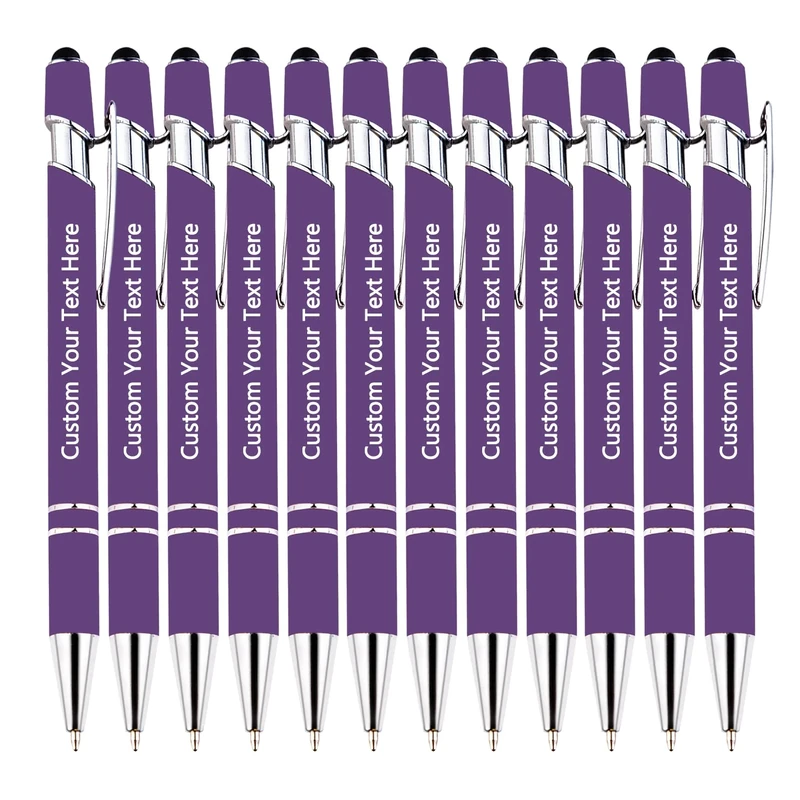 KOLOWKO Personalized 2-in-1 Ballpoint Pen & Stylus - Custom Text/Name/Message - Bulk Order Up to 1000 Pens for Business, Graduation, Anniversary