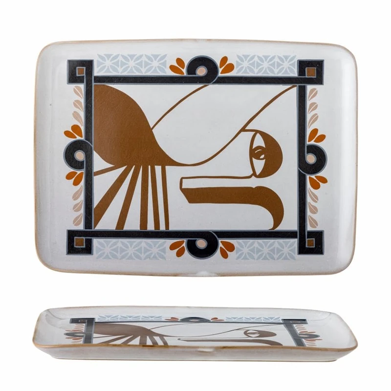 Bloomingville Rudaur Stoneware Serving Platter Blue - 37.5 x 27 cm Modern Design Dishwasher Safe - 82062452