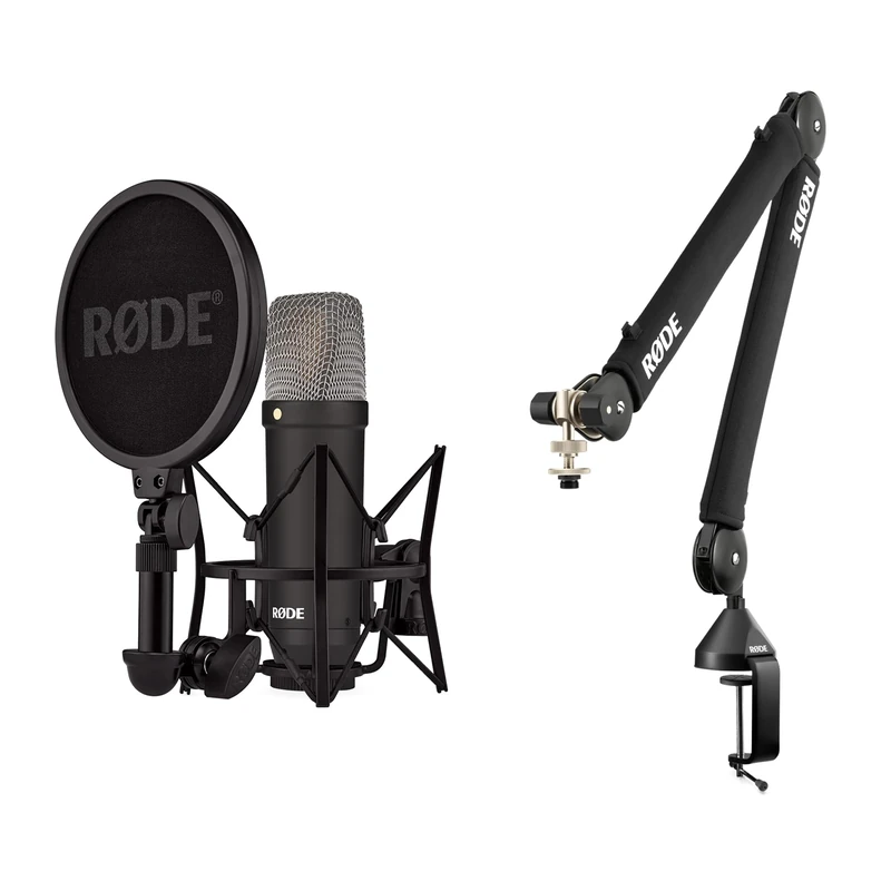 RØDE NT1 Signature Series Condenser Microphone + PSA1+ Studio Arm Bundle – Professional Recording Kit for Vocals, Streaming & Podcasting (Black) - Image 1