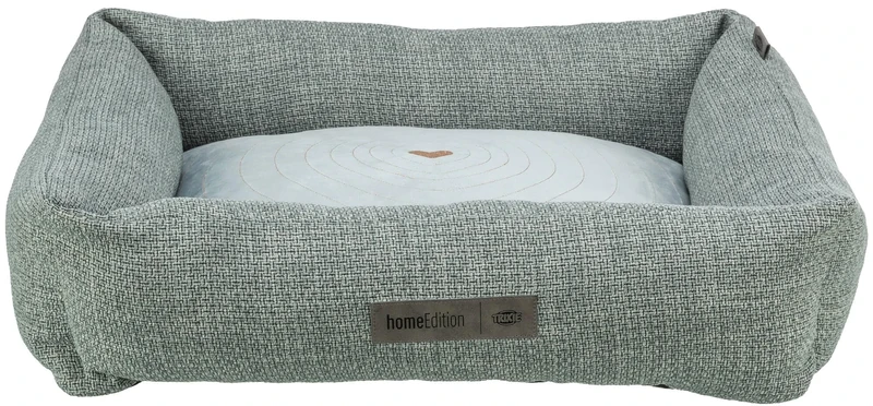 TRIXIE dog bed Viviana 15.4 x 11 in in blue-grey – square cuddle bed with soft velvet cover, dog basket for large dogs, fixed cushion, non-slip bottom – soft & washable – 37542