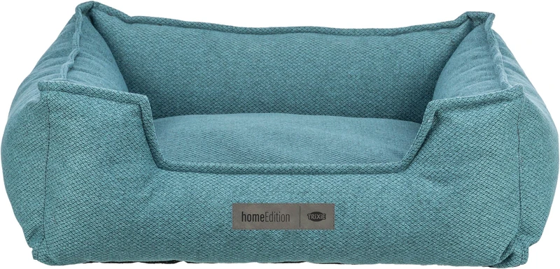TRIXIE dog bed Gano 31 x 26 in in petrol – rectangular cuddly bed with soft fabric cover, dog basket for medium-sized dogs, firmly integrated cushion, non-slip bottom - soft & washable – 37745 - Image 1
