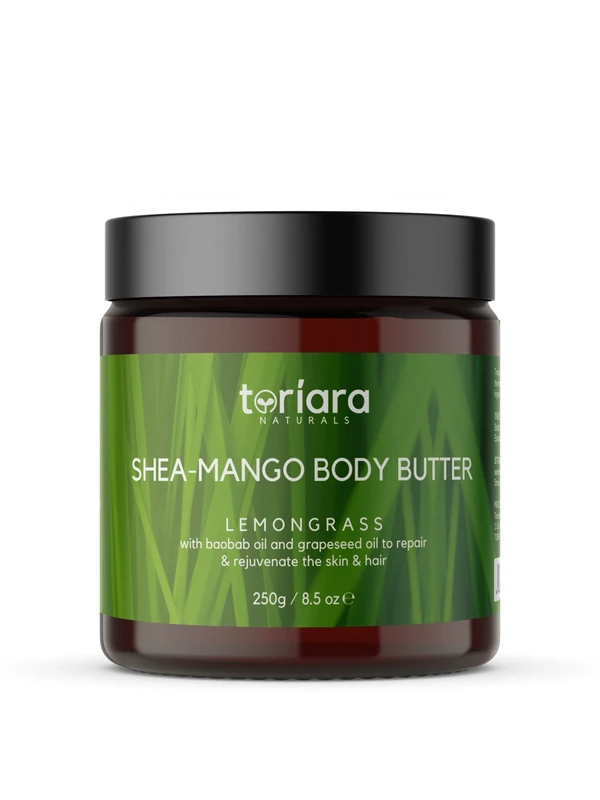 Toriara Naturals Shea Body Butter, Lemongrass, Baobab oil, Grapeseed oil- Repairing and Rejuvenating, 250g