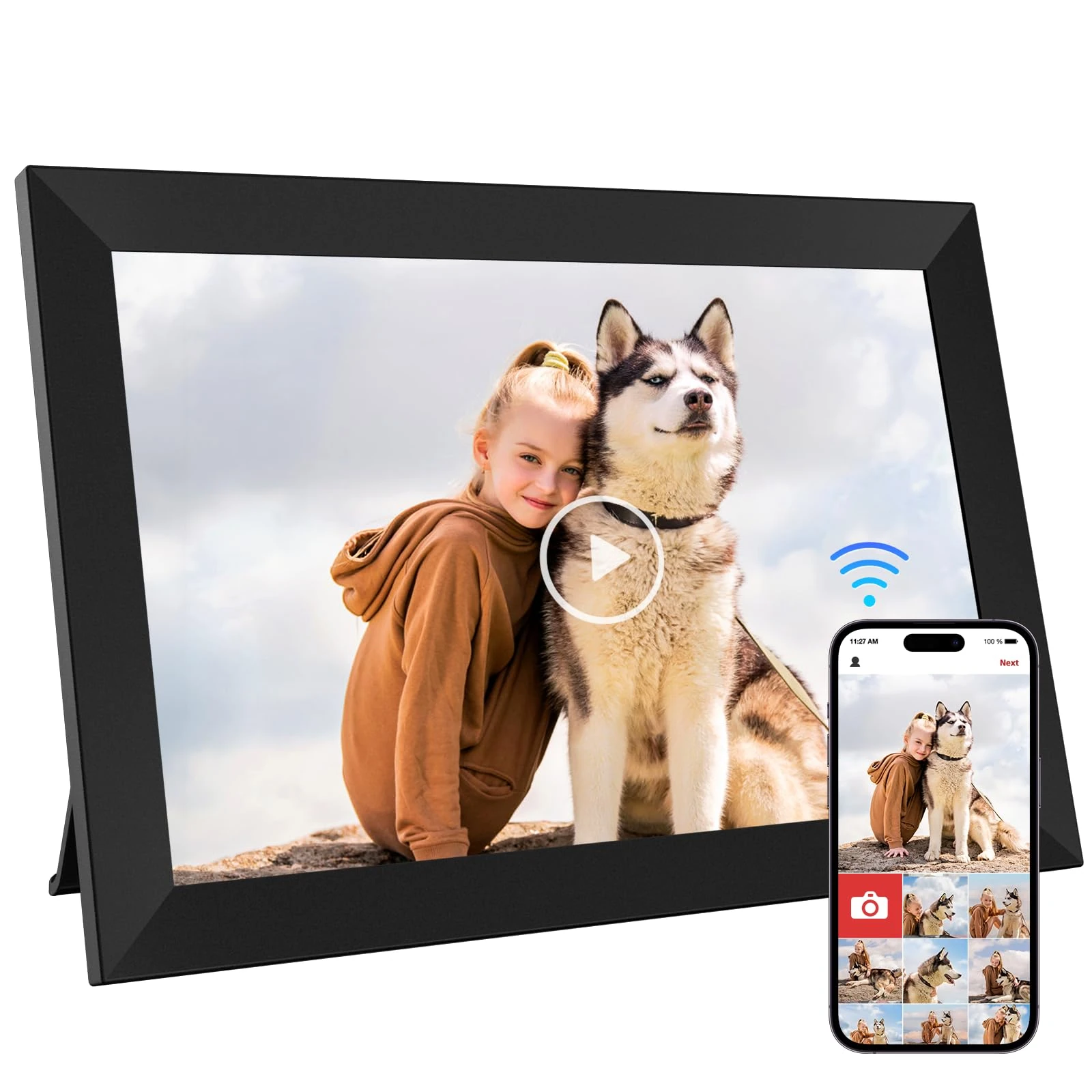 10.1 Inch WiFi Digital Photo Frame, Built-in 32GB Memory, 1280x800 IPS LCD Touch Screen, Auto Rotation and Audio Function, Remote Share Photos and Videos