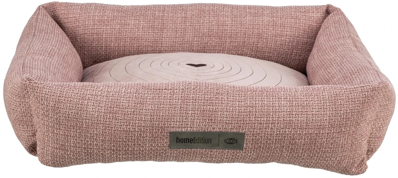 TRIXIE dog bed Viviana 15.4 x 11 in in old pink – square cuddle bed with soft velvet cover, dog basket for large dogs, fixed cushion, non-slip bottom – soft & washable – 37545