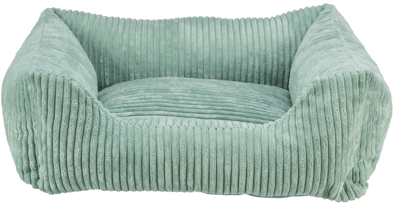 TRIXIE Vital Bed Jonna – Dog Bed 100×70 cm, Rectangular, Cord Plush in Sage Green – Soft, Washable & Non-Slip Dog Cushion - 37262