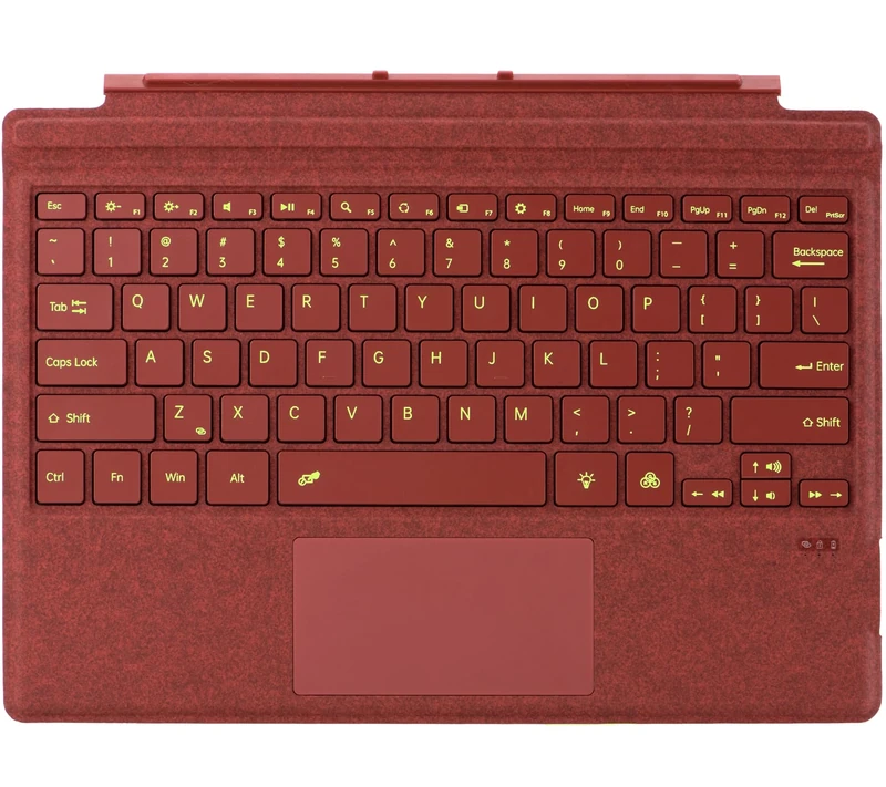 Type Cover for Microsoft Surface Pro 7+, 7, 6, 5, 4, 3 - Portable Slim Wireless Keyboard With Touchpad, Backlit (Poppy Red)