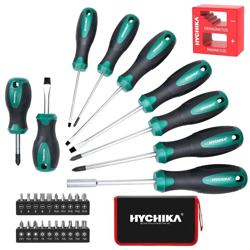 HYCHIKA Screwdriver Set, 30 PCS Screw Driver Set, Magnetic Screwdriver Set Including Flat Head Screwdriver, Phillips Screwdriver, Perfect for DIY, Home, Office, Farm Maintenance
