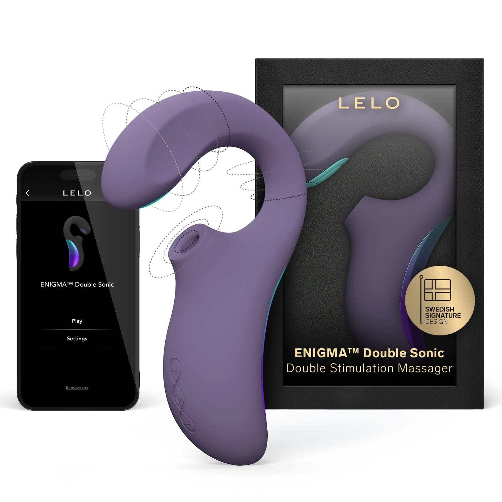 LELO Enigma Double Sonic Female Triple Stimulation Massager with Bluetooth App, 8 Pleasure Settings and 2 Extra Modes, Rabbit Sex Toy, Vaginal Vibrators, Cyber Purple