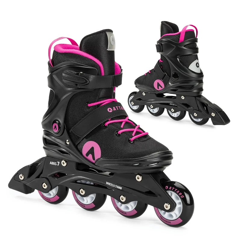 ATTABO Fitness Inline Skates Women's Cyclone Size 42 EU Inline Roller Skates with ABEC-7 Bearing Wheels PU 82A Semi-Hard TPR Comfort Stability Triple Adjustment Roller Skates for Women in Pink