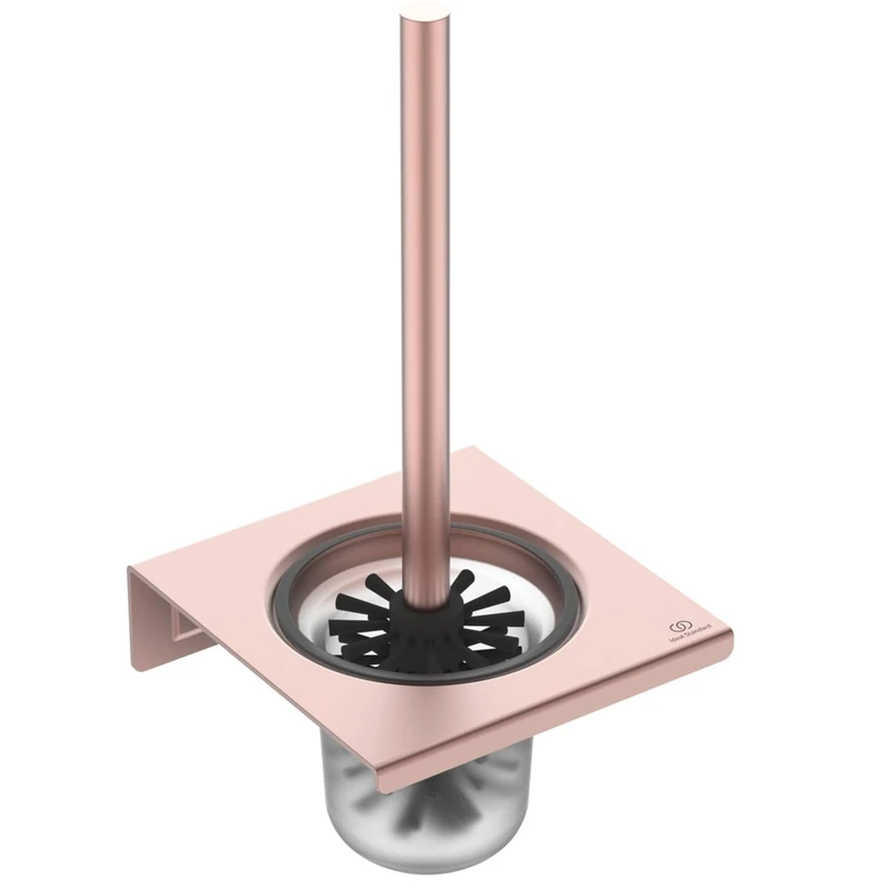 Ideal Standard Alu+ Toilet brush set, Made from 100% recycled aluminum, removable container for easier cleaning, concealed fastening – Rosé (160x170x347 mm)