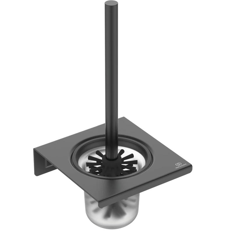 Ideal Standard Alu+ Toilet brush set, Made from 100% recycled aluminum, removable container for easier cleaning, concealed fastening – Matt Black (160x170x347 mm)