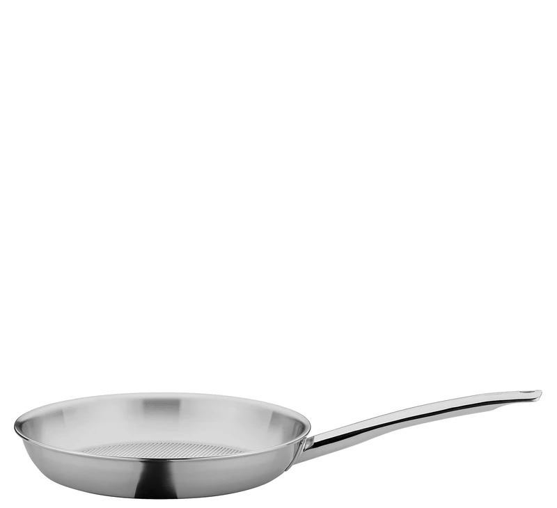Spring Brigade Profile Frying Pan, Stainless Steel Frying Pan, Honeycomb Structure, Triple Aluminium Core, for All Types of Cookers Including Induction, Oven-Safe, Pouring Rim, Diameter 24 cm, Height