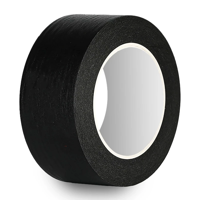 Rusoz Masking Tape 50mm Black - 2 Inch Strong Painters Tape, 50m Length, High Viscosity, Tearable & Impermeable for Painting & Decorating
