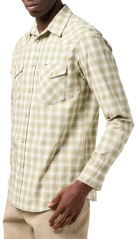 Wrangler Men's Western Shirt, Tea, 4XL