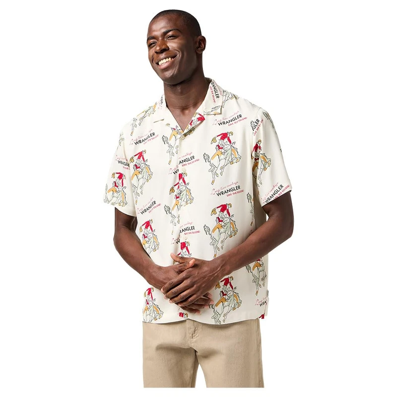 Wrangler Men's Ss Resort Shirt, Antique White, S