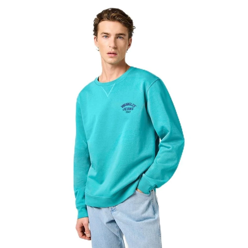 Wrangler Men's Small Logo Crew Sweatshirt, Latigo Bay, S