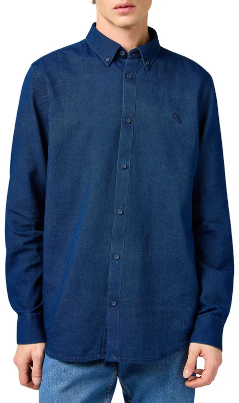 Wrangler Oxford Shirt, Indigo Oxford, XL - Image 1
