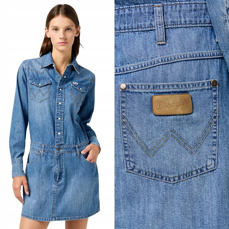 Wrangler Women's Ls Denim Dress Casual, Ultra Marine, XS