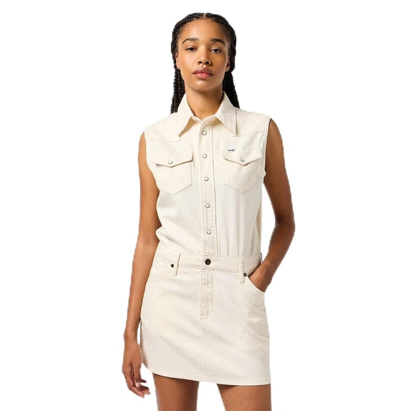 Wrangler Women's Sleeveless Dress Casual, Natural, L