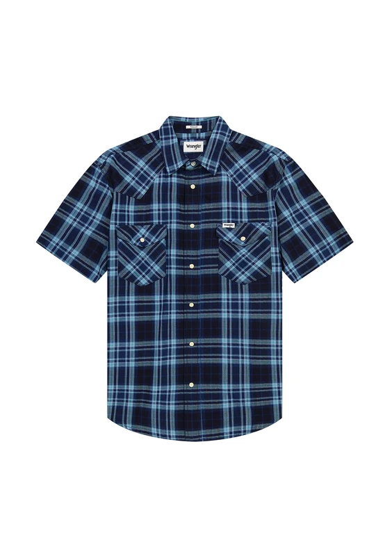 Wrangler Men's SS Western Shirt, Latigo Indigo, M