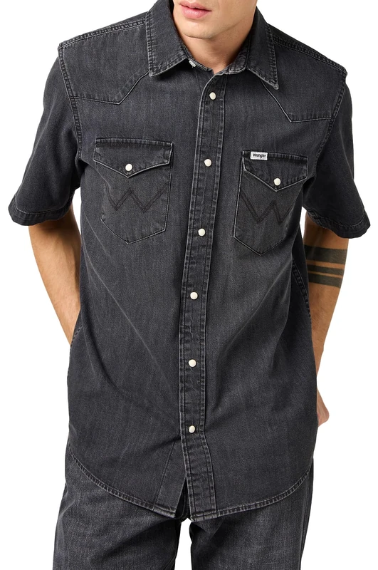Wrangler Men's SS Western Shirt, Enchanted Black, 3XL