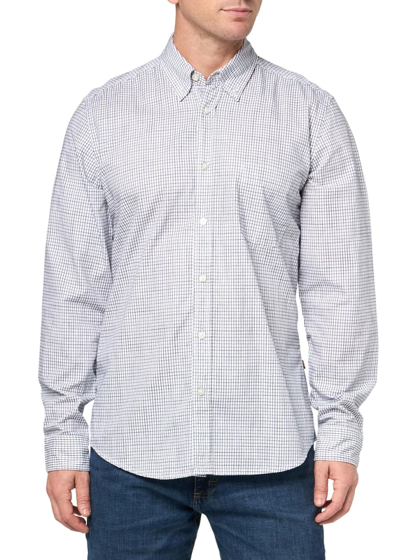 BOSS Mens Rickert Long Sleeve Oxford Shirt, Natural, Medium - Image 1