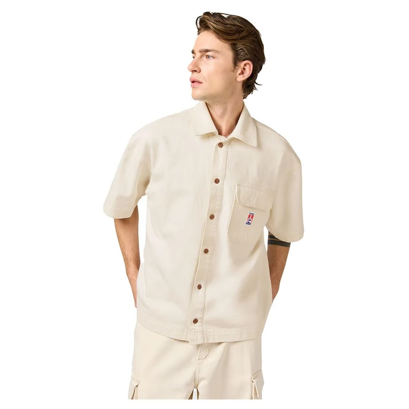 Wrangler Men's Ss Cj Overshirt Shirt, Ecru, XL