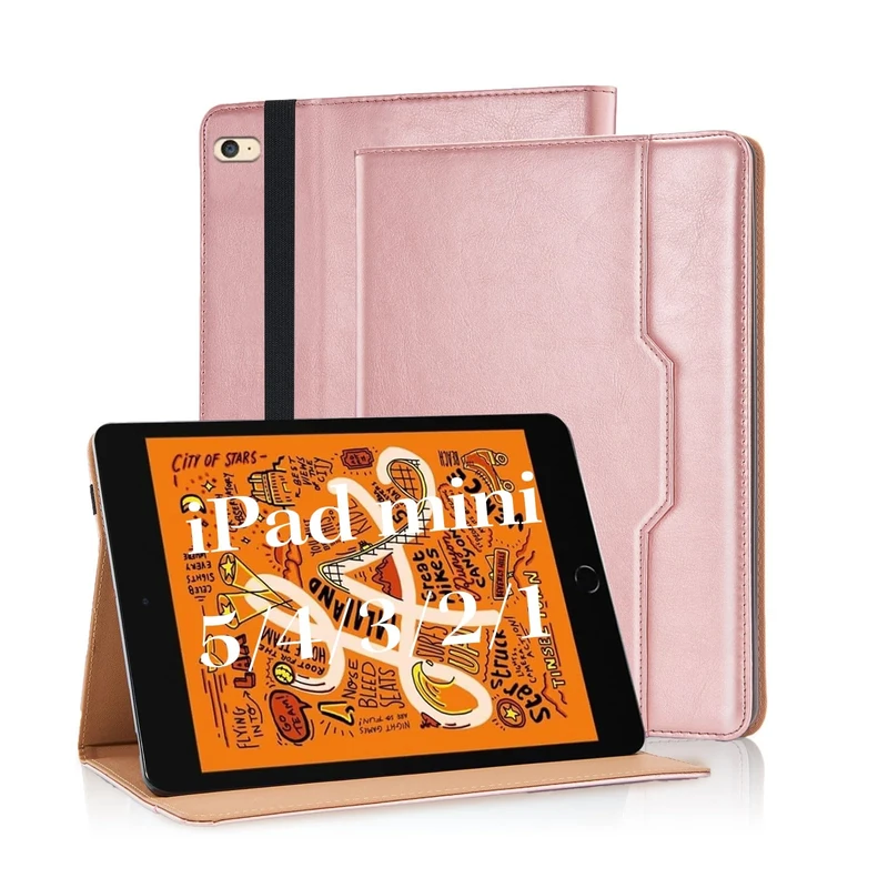 Vkooer Case for iPad Mini 5th Generation 2019 7.9 inch - iPad Mini 4/3/2/1 /1 PU Leather Folio Flip Cover Multi-Angle Viewing Smart Stand Cover with Pocket Auto Wake/Sleep - Rose gold