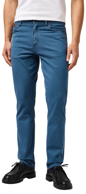Wrangler Mens Texas Slim Authentic Slim Fit Slim Leg Trousers, China Blue, 34 W/32 L