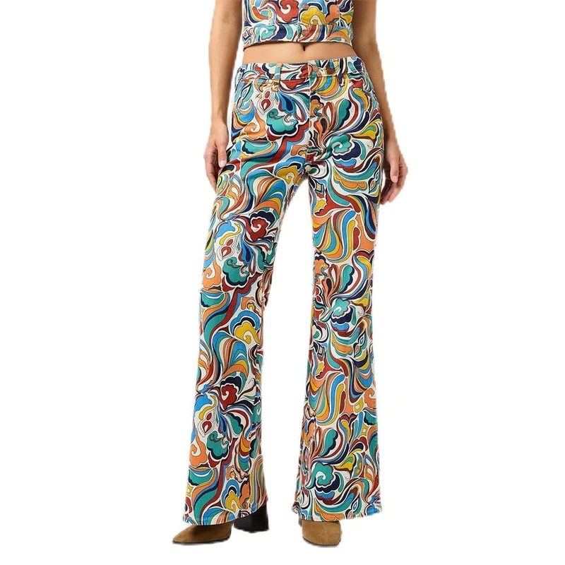 Wrangler Women's High Rise Flare Jeans, Latigo Print, 24W x 32L