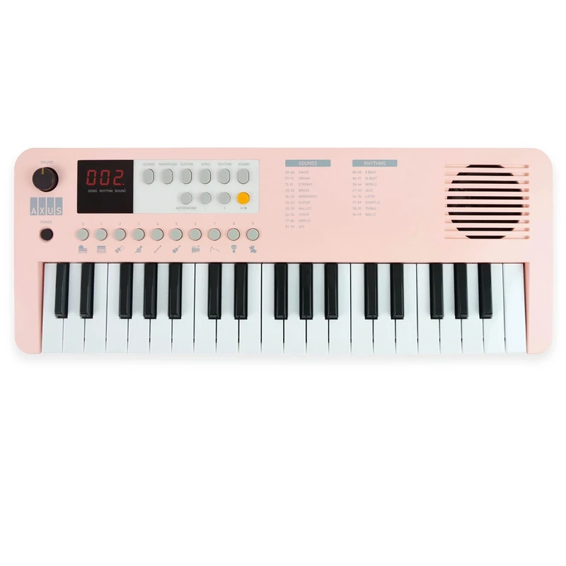 Axus 37 Mini Portable Keyboard in Dusk Pink - Fun Electric Piano for Beginners, USB-C or Battery Power