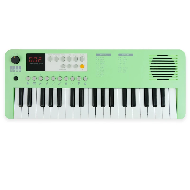Axus 37 Mini Portable Keyboard in Mint Green - Fun Electric Piano for Beginners, USB-C or Battery Power