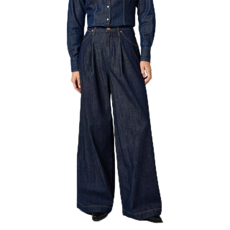 Wrangler Women's Pleated Trousers, Loose Fit, Wide Leg, Saddle., 28W x 32L