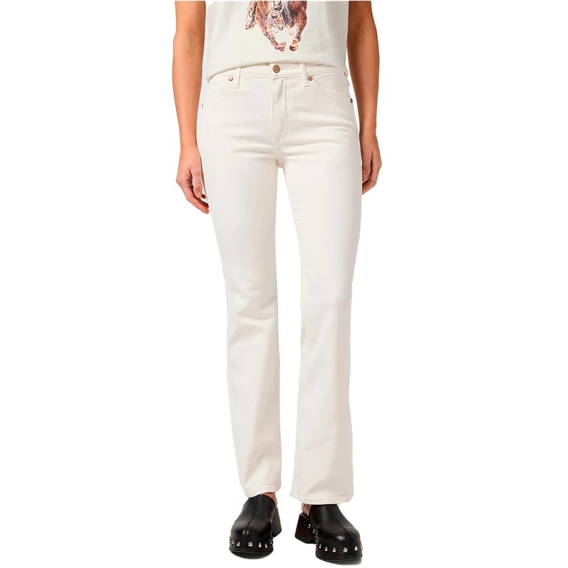 Wrangler Women's Mid Rise Boot Jeans, Worn White, 33W x 32L