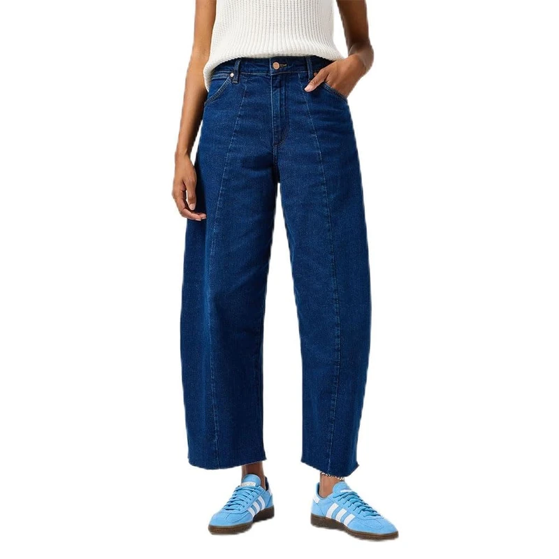 Wrangler Women's Cowboy Jeans Loose Fit Wide Leg, Denim Delight, 28W x 32L