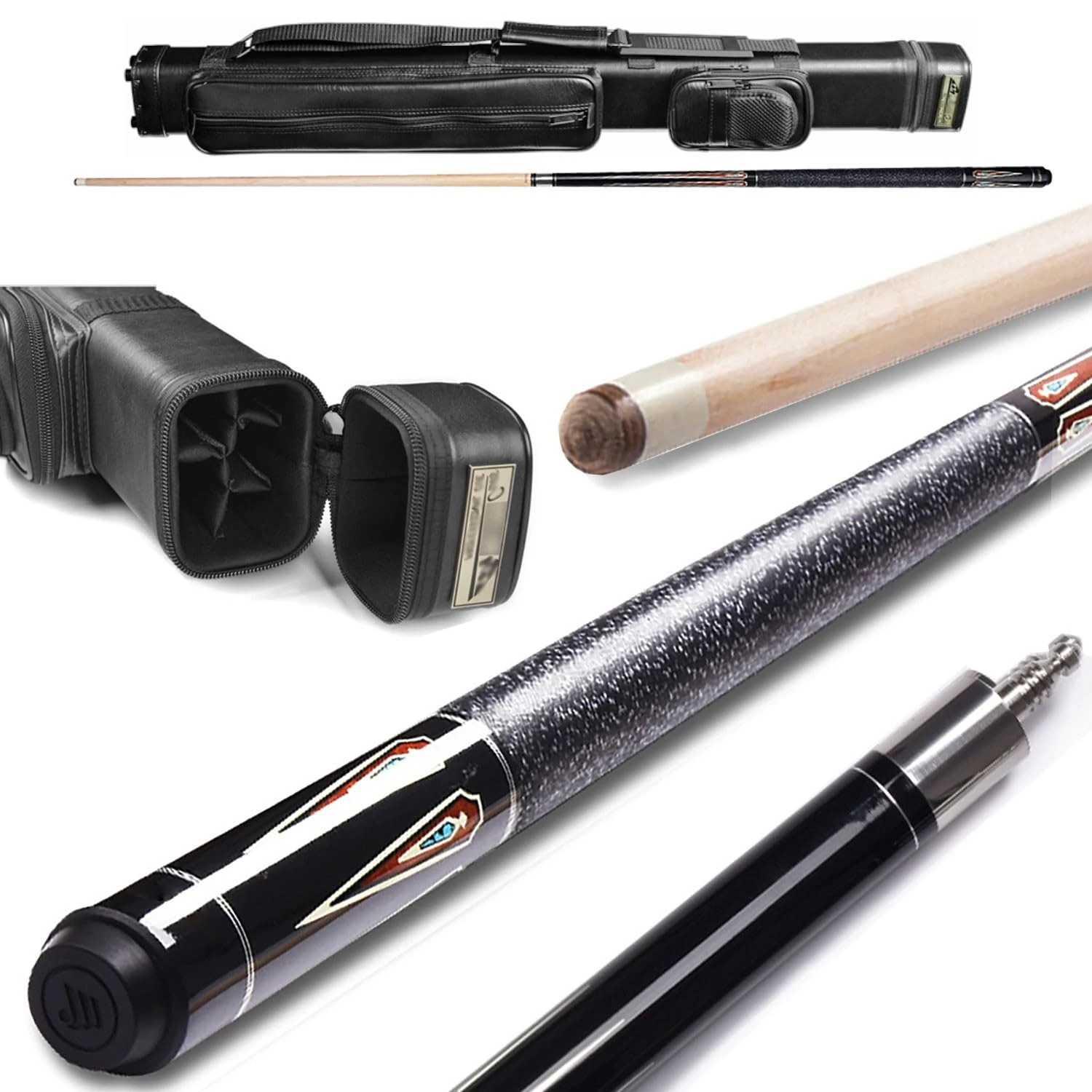 XSMYMX pool cues adult 58-Inch American Nine-Ball Pool Cue Set, 13MM Piano Paint Rear Handle(Color:2,Size:B)