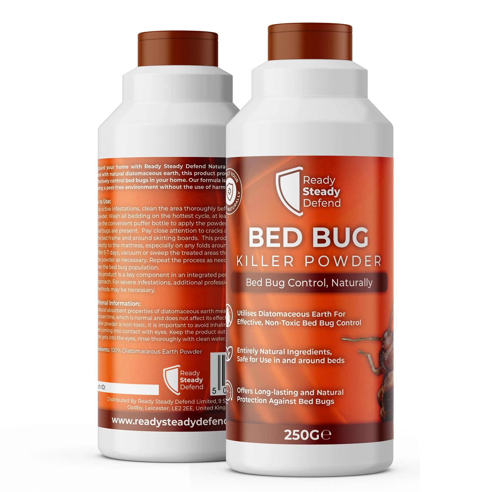 Bed Bug Killer Powder 250g Eco-Friendly - Diatomaceous Earth Powder, Long-Lasting & Safe for Family and Pets, Effective at All Life Stages, Easy Apply - Targets Eggs, Larave & Adult Bed Bugs