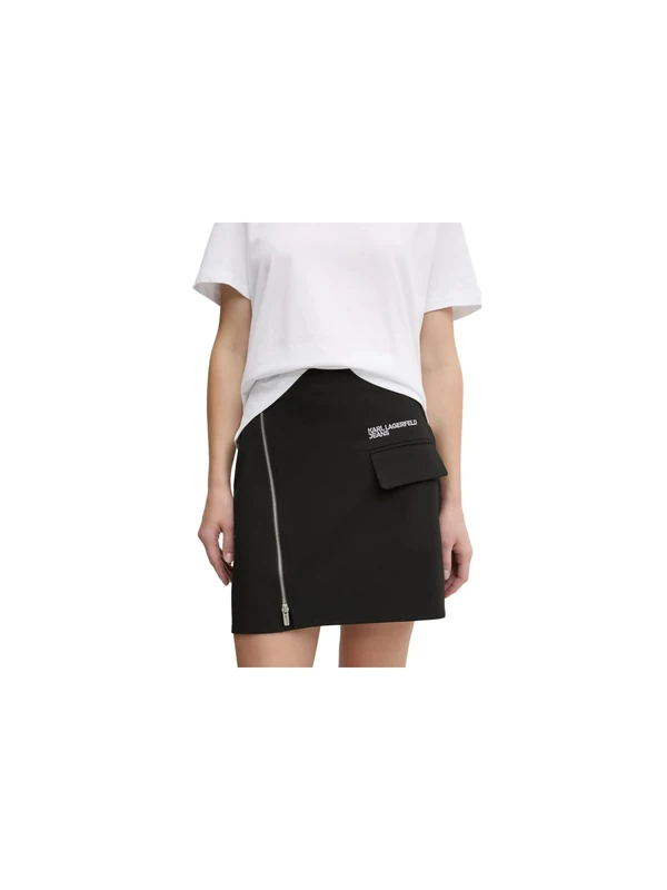 KARL LAGERFELD JEANS, Women's, Zip Mini Skirt, Regular Fit, Black, Xs