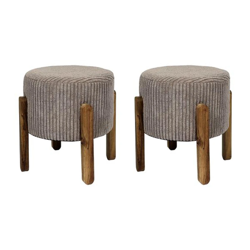 HOME DECO FACTORY, HD0335 Set of 2 Cotele Scott, Softness, Furniture, Seat, Bench and Stool, 35.5 x 35 x 35 cm, Seat Height 30 cm, Taupe Marron, Lot de 2