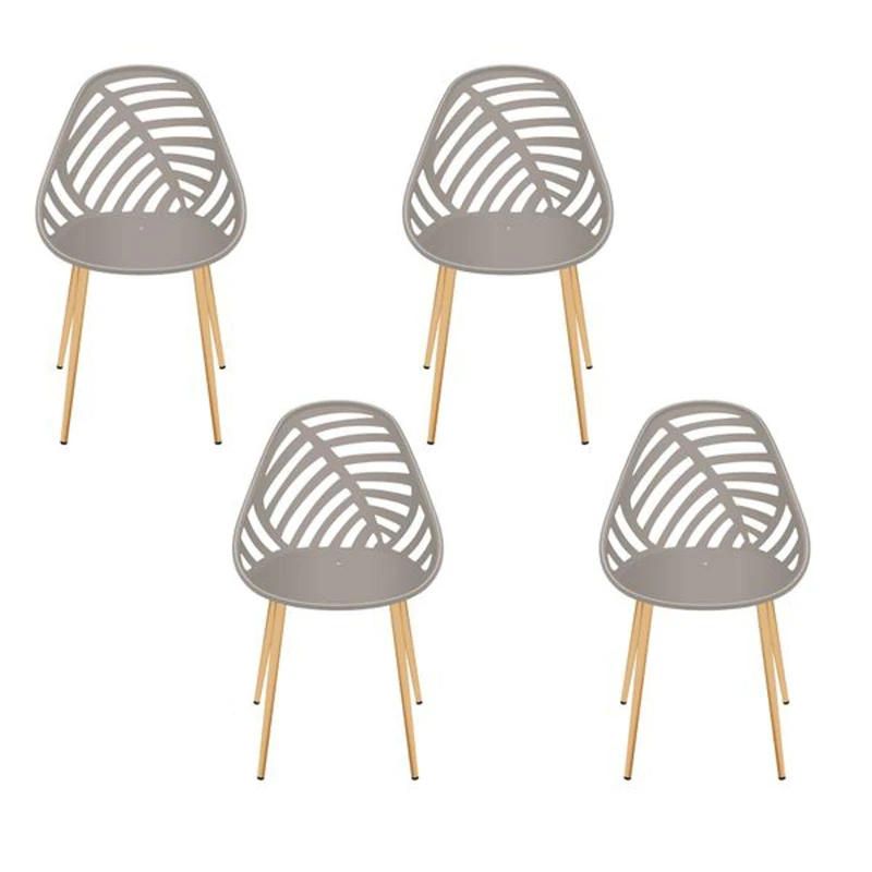 HOME DECO FACTORY, HDO0336 Set of 4 Alameda Chairs Taupe M4, Outdoor Furniture, 52.5 x 86.5 x 49 cm, Seat Height 45 cm