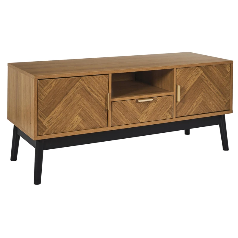 HOME DECO FACTORY, HD0300, Low TV, Felix Model, Lounge Edition Collection, Contemporary Furniture, TV Stand, 110 x 48 x 40 cm, Brown Black, 110 x 48 x 40 cm