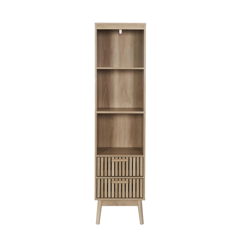 HOME DECO FACTORY, HD0224, 2 Drawer Column, Model Klaus M1, Natural Crush Collection, Furniture, Furniture, Bathroom Furniture, 40 x 160 x 30 cm, Brown