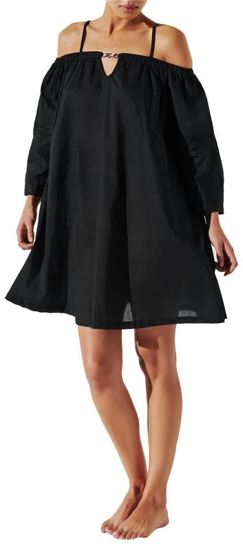 Karl Lagerfeld B.V Women's Karl DNA Off Shoulder Dress Casual, Black, L