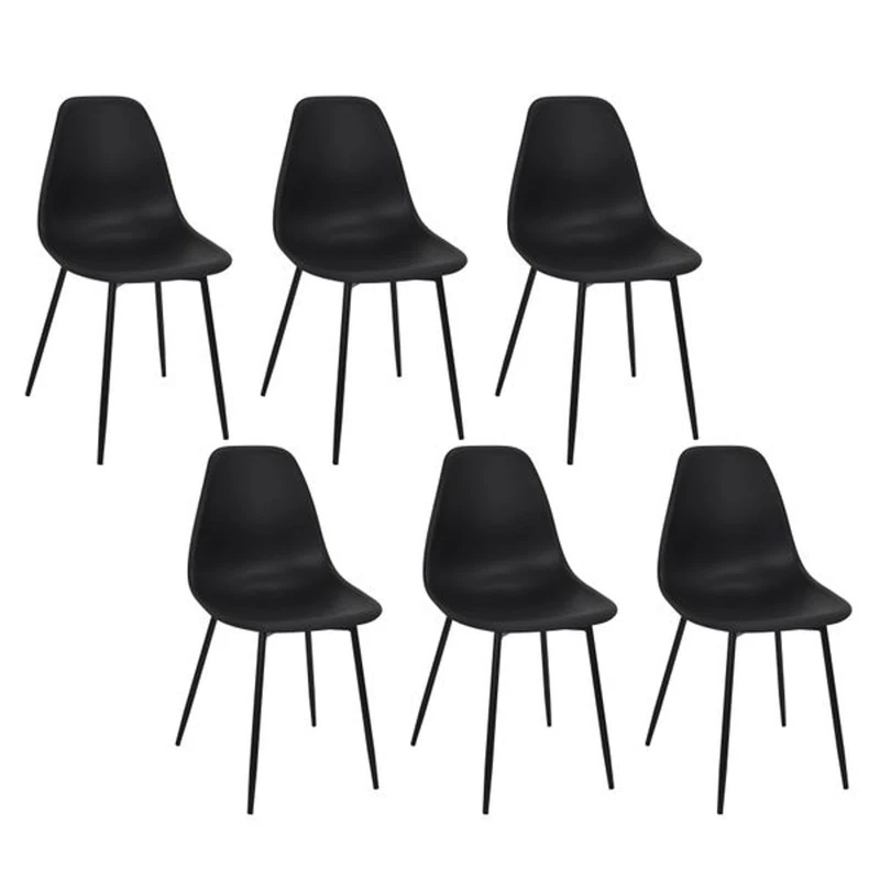HOME DECO FACTORY, HD0354 Set of 6 Black Gustav Chairs Les P'Tits Prix Furniture Seat Table Chair 50.7 x 84.8 x 45.5 cm Seat Height 45 cm TU - Image 1