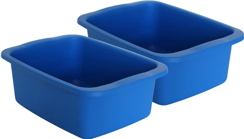 Machiavelli 2-Piece Rectangular Blue Basin Set Plastic Bowl with 10 Litre Capacity Multifunctional Tray Measures 42 x 31 x 15.5 cm
