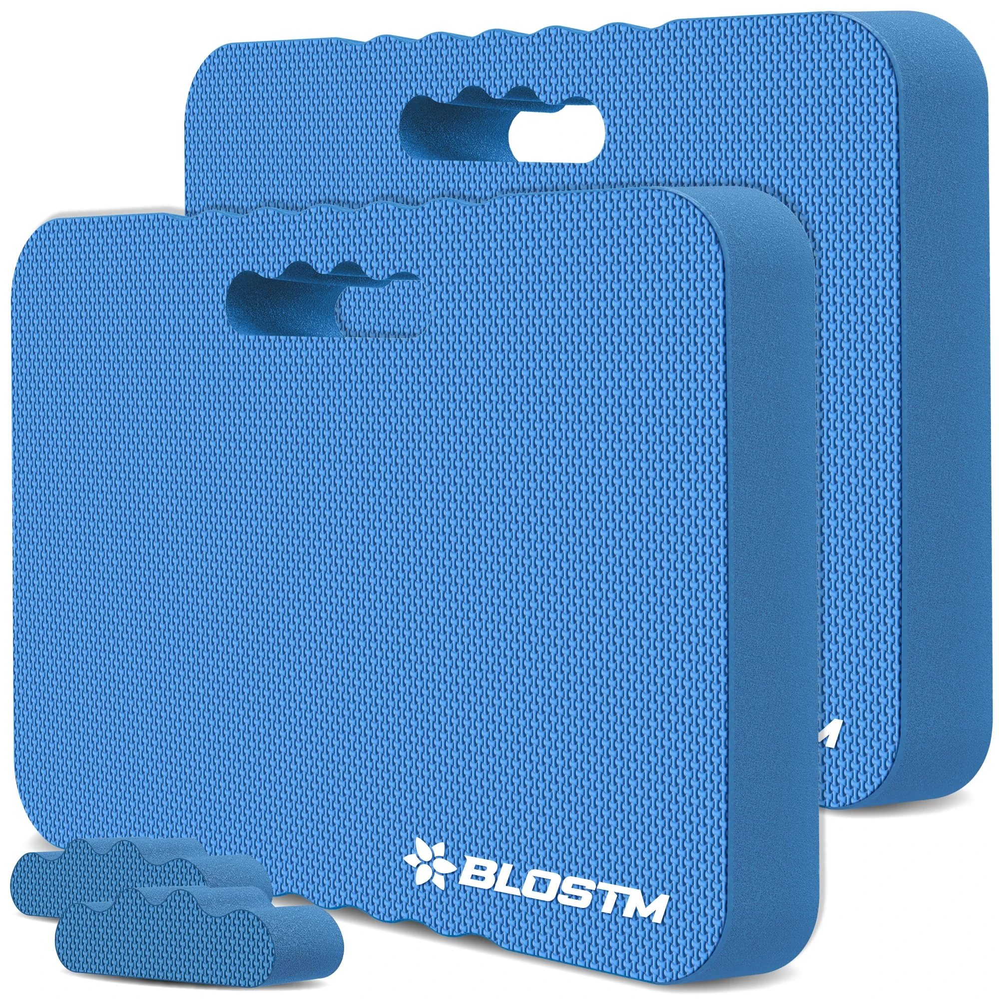 BLOSTM Blue Garden Kneeling Pad 2 Pack - High Density Foam Kneeling Pads With Two Textures, Premium Large Foam Mats for House Work, Gardening & Yoga, Water Resistant Kneeling Mat - 2 PCS
