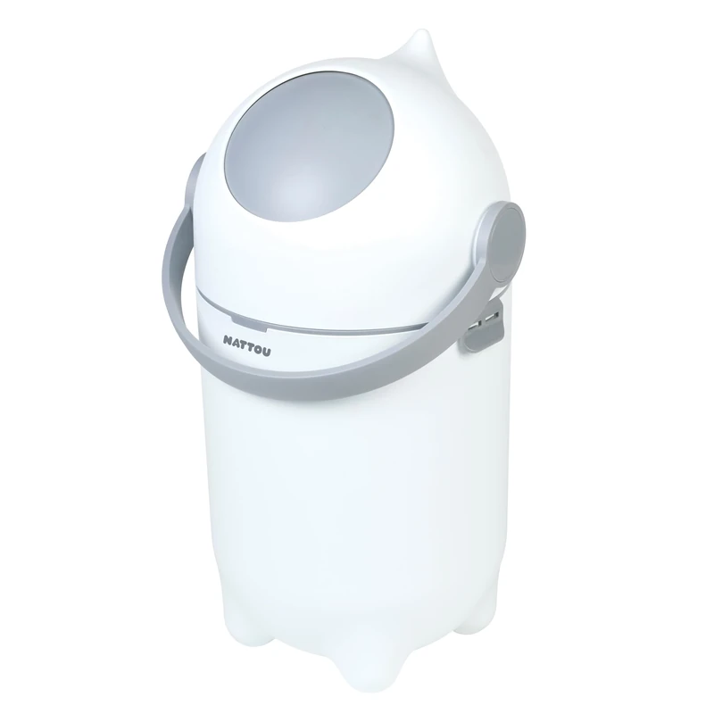 Nattou Dropy Nappy Bin – Odour-Proof, One-Hand Use, Fits Any Plastic Bag, Stylish White Design, 49.5 x 28 cm – Ideal for Baby Nursery, Easy to Clean, Compact & Practical Storage Solution.